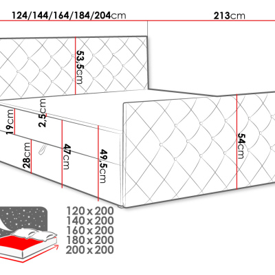 Americká manželská postel 200x200 NATAL - světlá béžová + topper ZDARMA