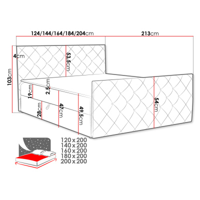 Americká manželská postel 200x200 NATAL - světlá béžová + topper ZDARMA