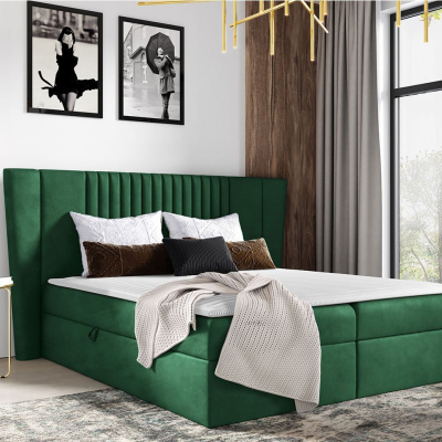 Hotelová manželská postel 200x200 SOLA - zelená + topper ZDARMA