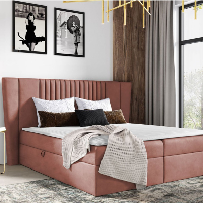 Hotelová manželská postel 180x200 SOLA - růžová + topper ZDARMA