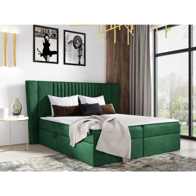Hotelová manželská postel 160x200 SOLA - zelená + topper ZDARMA