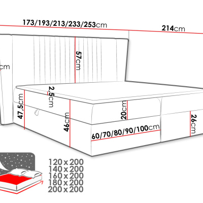 Hotelová jednolůžková postel 120x200 SOLA - tmavá modrá + topper ZDARMA