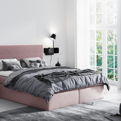 Hotelová manželská postel 200x200 ROSENDO - růžová + topper ZDARMA