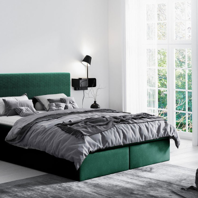 Hotelová manželská postel 200x200 ROSENDO - zelená + topper ZDARMA