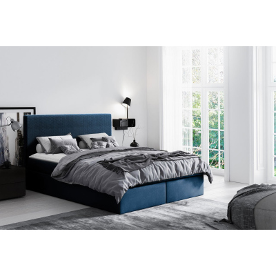 Hotelová manželská postel 180x200 ROSENDO - modrá + topper ZDARMA