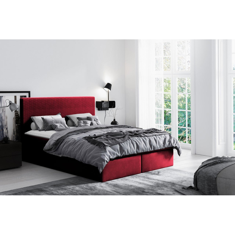 Hotelová manželská postel 140x200 ROSENDO - červená + topper ZDARMA