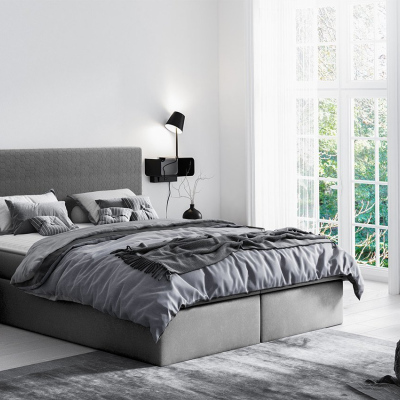 Hotelová manželská postel 140x200 ROSENDO - šedá 1 + topper ZDARMA