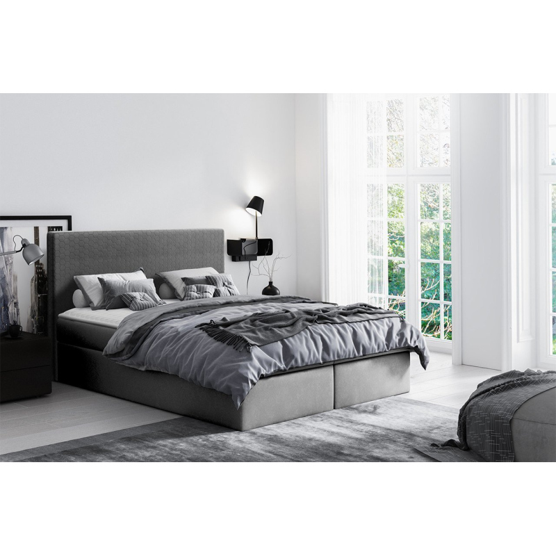 Hotelová manželská postel 140x200 ROSENDO - šedá 1 + topper ZDARMA