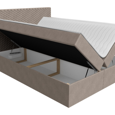 Hotelová manželská postel 140x200 ROSENDO - šedá 1 + topper ZDARMA
