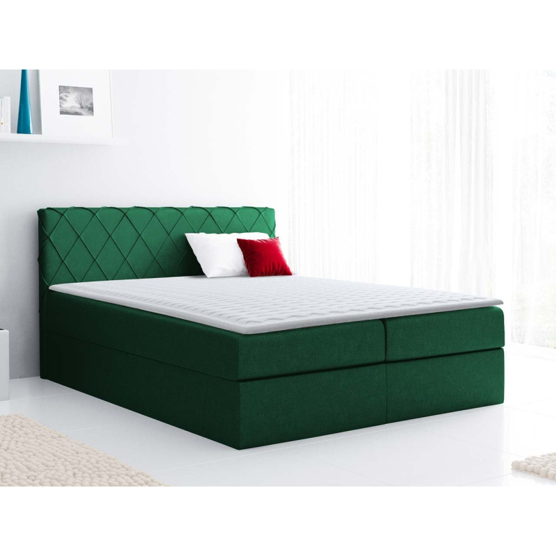 Boxspringová manželská postel 180x200 PABLA - zelená + topper ZDARMA