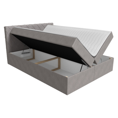 Boxspringová manželská postel 180x200 PABLA - šedá + topper ZDARMA