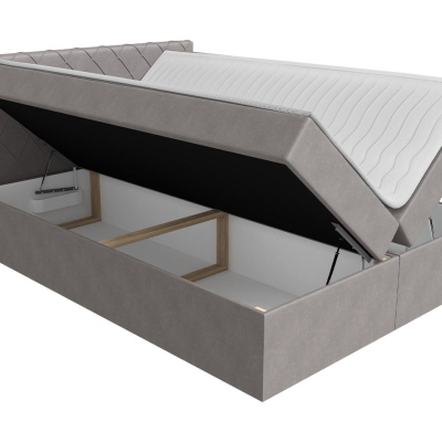 Boxspringová jednolůžková postel 120x200 PABLA - světlá hnědá + topper ZDARMA