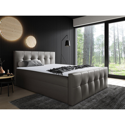 Hotelová manželská postel 200x200 ORLIN - šedá ekokůže + topper ZDARMA