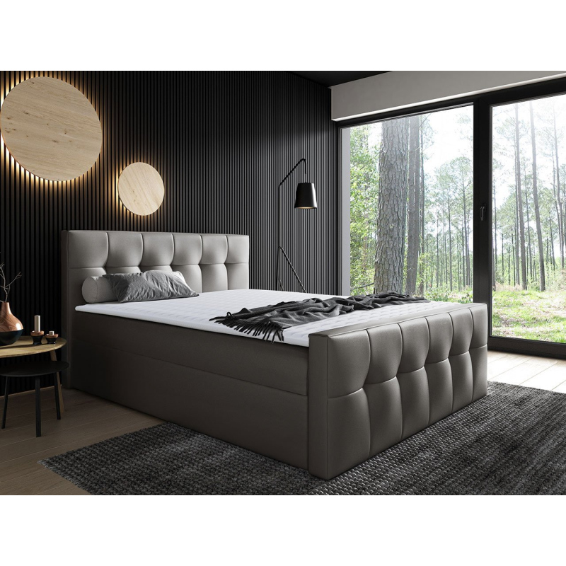 Hotelová manželská postel 180x200 ORLIN - šedá ekokůže + topper ZDARMA
