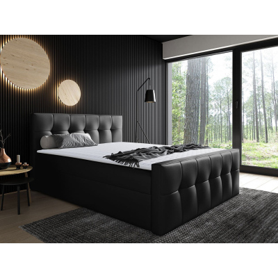 Hotelová manželská postel 180x200 ORLIN - černá ekokůže + topper ZDARMA