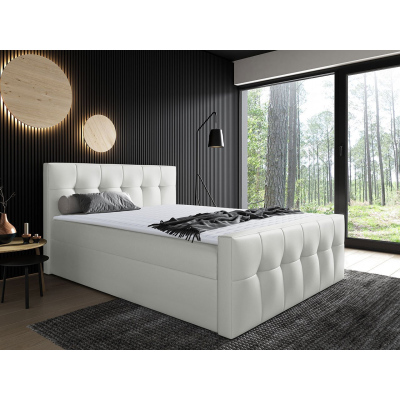 Hotelová manželská postel 160x200 ORLIN - bílá ekokůže + topper ZDARMA