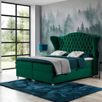 Kontinentální manželská postel 180x200 NEIVA - zelená + topper ZDARMA