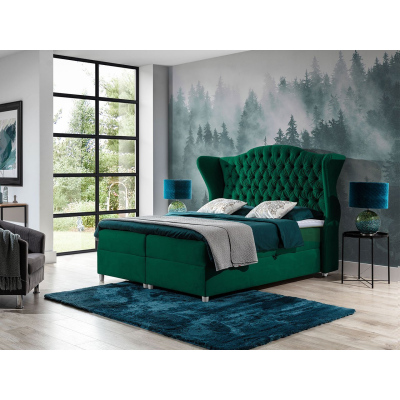 Kontinentální manželská postel 160x200 NEIVA - zelená + topper ZDARMA