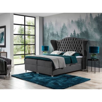 Kontinentální jednolůžková postel 120x200 NEIVA - šedá + topper ZDARMA