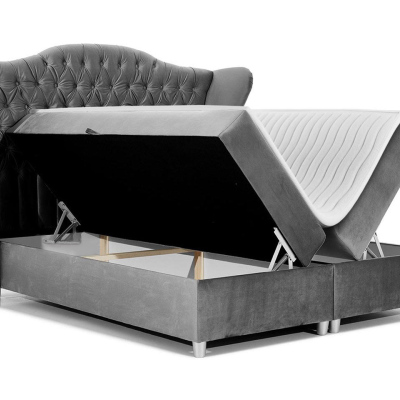 Kontinentální jednolůžková postel 120x200 NEIVA - šedá + topper ZDARMA