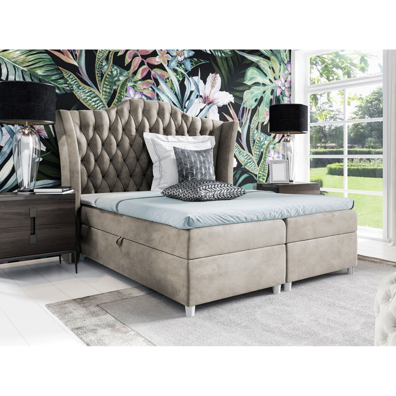 Boxspringová manželská postel 180x200 TERCERO - šedá 1 + topper ZDARMA