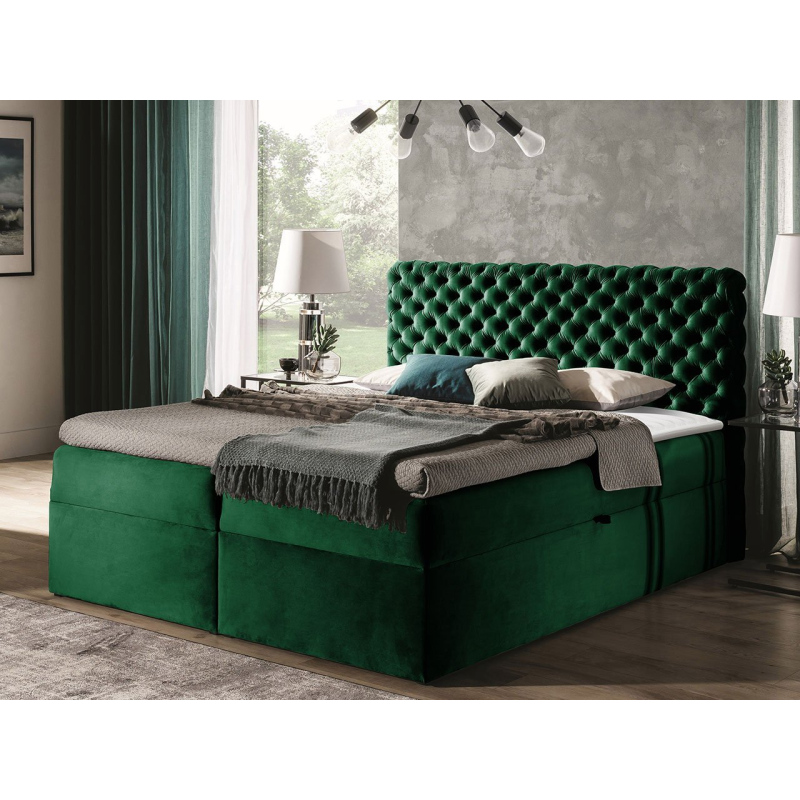 Kontinentální manželská postel 200x200 VALANCIA - zelená + topper ZDARMA