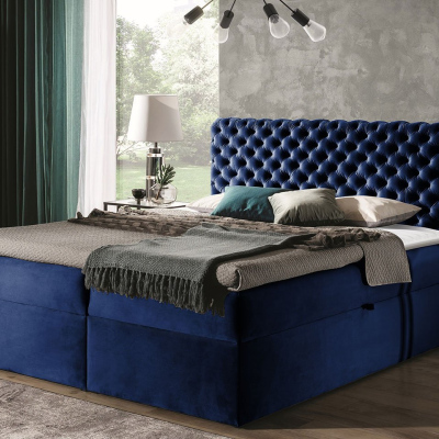 Kontinentální manželská postel 180x200 VALANCIA - modrá + topper ZDARMA