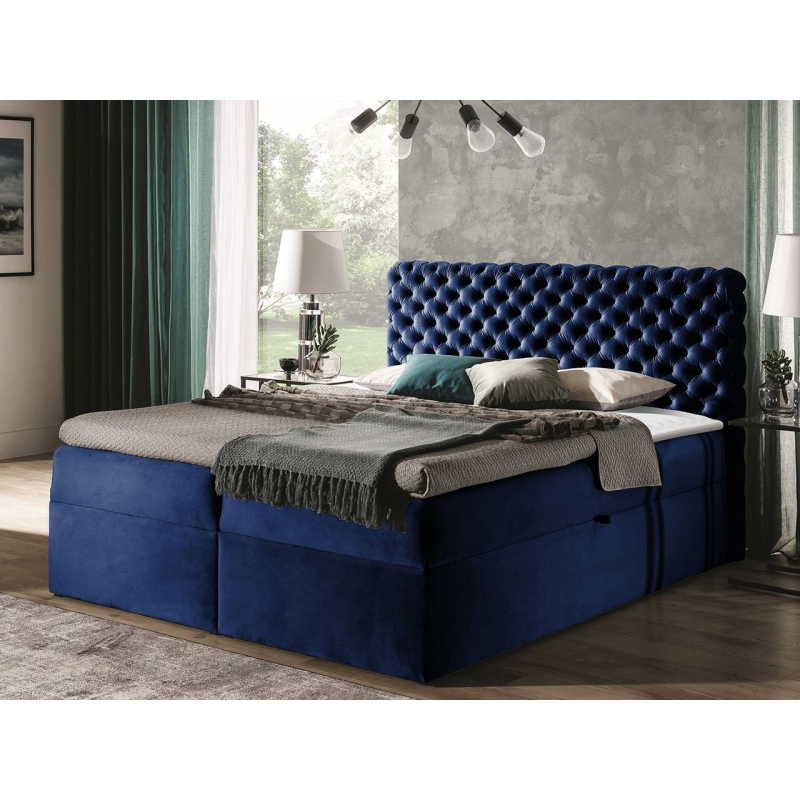 Kontinentální manželská postel 180x200 VALANCIA - modrá + topper ZDARMA