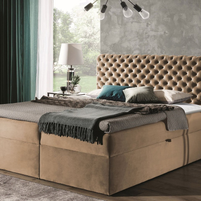 Kontinentální manželská postel 180x200 VALANCIA - hnědá + topper ZDARMA