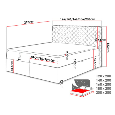 Kontinentální manželská postel 200x200 VALANCIA - zelená + topper ZDARMA