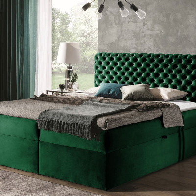 Kontinentální manželská postel 140x200 VALANCIA - zelená + topper ZDARMA