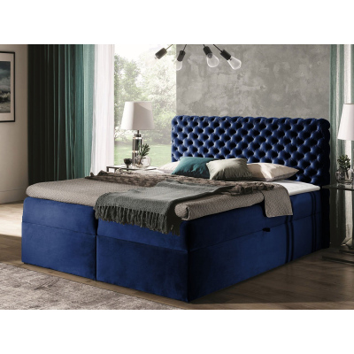 Kontinentální jednolůžková postel 120x200 VALANCIA - modrá + topper ZDARMA