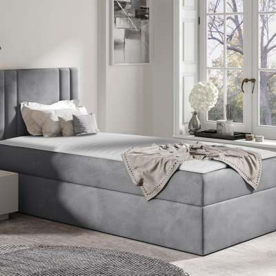 Americká jednolůžková postel 90x200 VITORIA MINI - šedá, levé provedení + topper ZDARMA