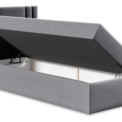 Americká jednolůžková postel 90x200 VITORIA MINI - šedá ekokůže, levé provedení + topper ZDARMA
