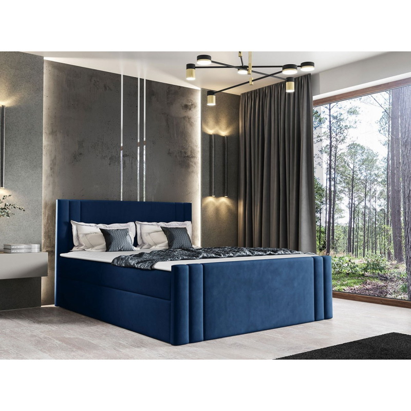 Americká manželská postel 180x200 VITORIA - modrá + topper ZDARMA