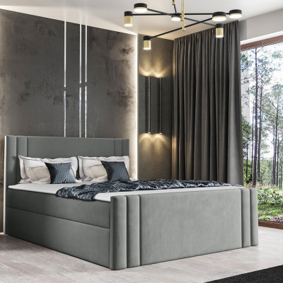 Americká manželská postel 160x200 VITORIA - světlá šedá + topper ZDARMA