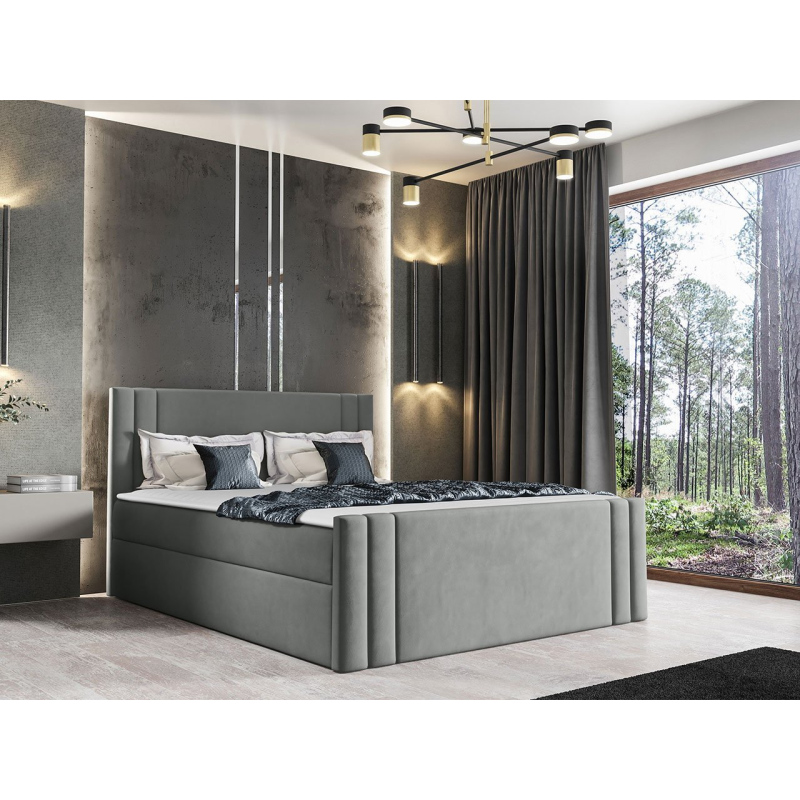 Americká manželská postel 160x200 VITORIA - světlá šedá + topper ZDARMA
