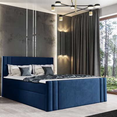 Americká jednolůžková postel 120x200 VITORIA - modrá + topper ZDARMA