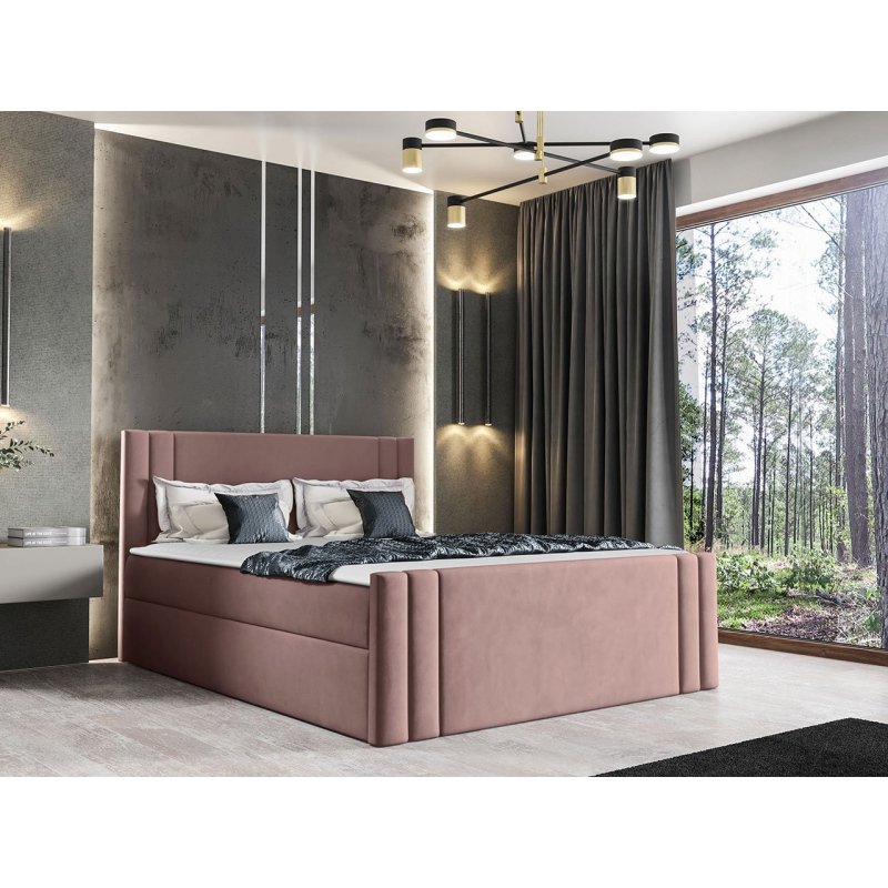 Americká jednolůžková postel 120x200 VITORIA - růžová + topper ZDARMA