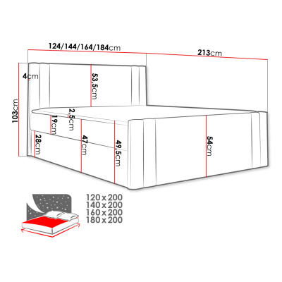 Americká jednolůžková postel 120x200 VITORIA - modrá + topper ZDARMA