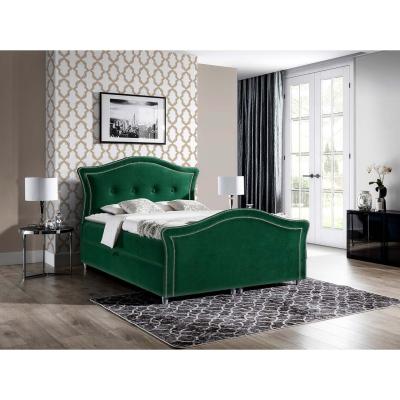 Kontinentální manželská postel 200x200 VARIEL 2 - zelená + topper ZDARMA