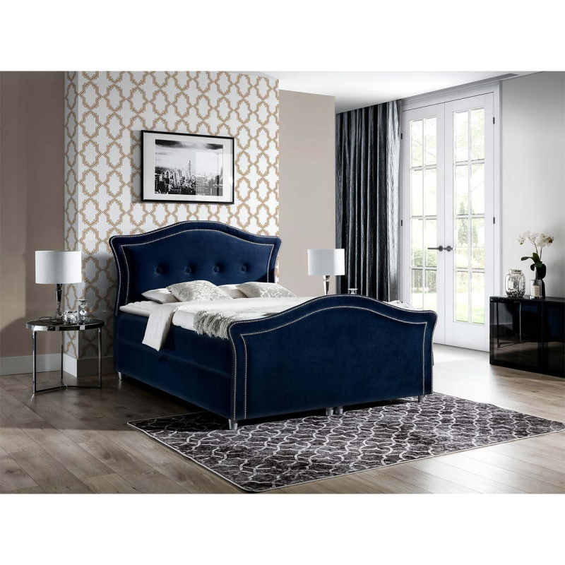 Kontinentální manželská postel 180x200 VARIEL 2 - modrá + topper ZDARMA