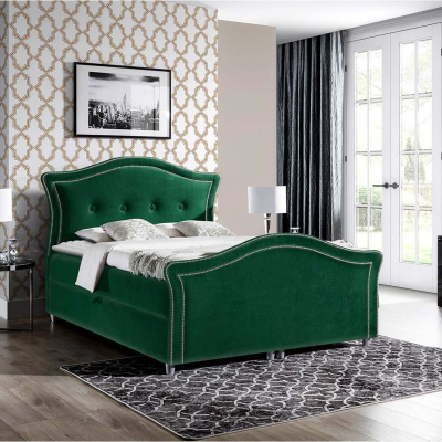 Kontinentální manželská postel 160x200 VARIEL 2 - zelená + topper ZDARMA