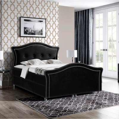 Kontinentální manželská postel 160x200 VARIEL 2 - černá + topper ZDARMA