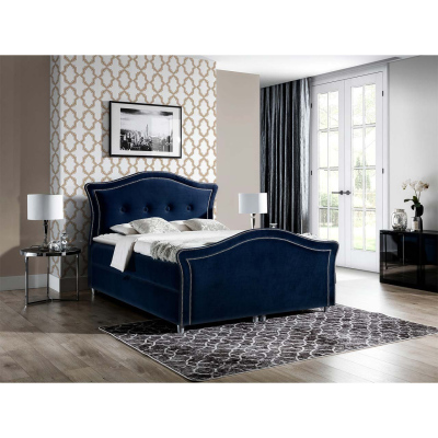 Kontinentální manželská postel 160x200 VARIEL 2 - modrá + topper ZDARMA