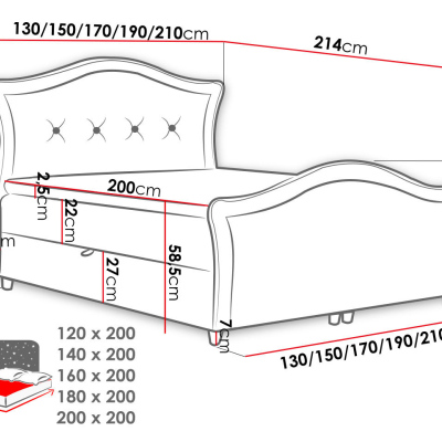 Kontinentální manželská postel 140x200 VARIEL 2 - hnědá 2 + topper ZDARMA