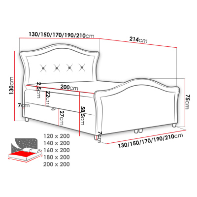 Kontinentální manželská postel 140x200 VARIEL 2 - hnědá 2 + topper ZDARMA