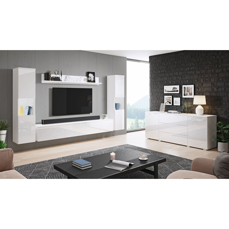 Nábytek do obývacího pokoje ROSARIO XL - lesklý bílý / bílý
