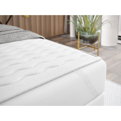 Boxspringová jednolůžková postel 80x200 PORFIRO 1 - bílá ekokůže / khaki, levé provedení + topper ZDARMA
