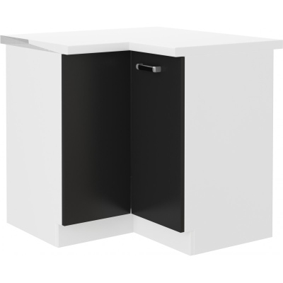 Dolní rohová skříňka ODONA - 89x89 cm, černá / bílá